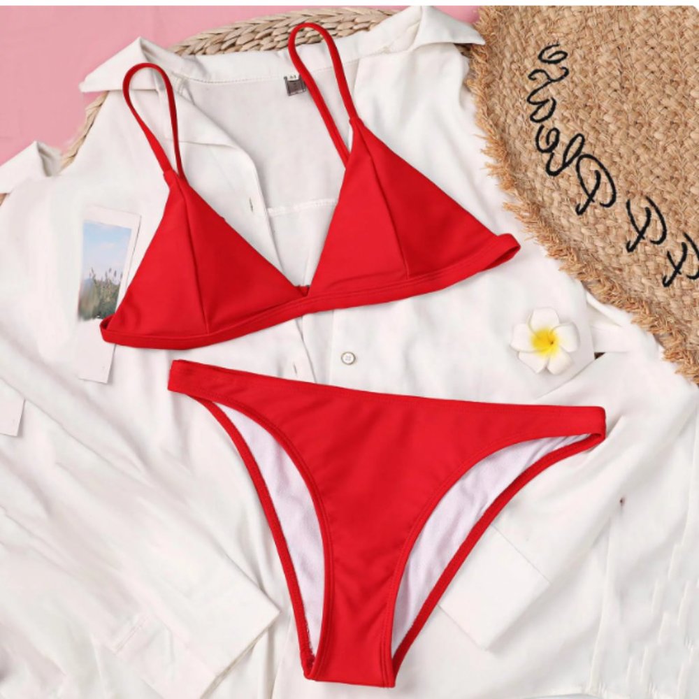 Red Triangle Bikini - Picture 3 of 4